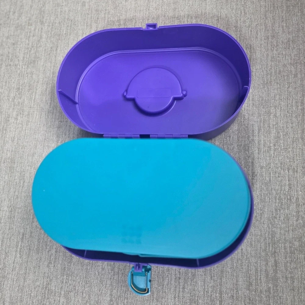 Vintage 90's Caboodles 2640 Purple Teal Retro Makeup Organizer Case Mirror USA